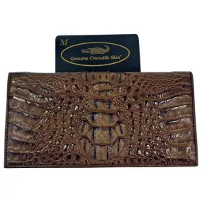 Dark Brown Crocodile Head Long Wallet