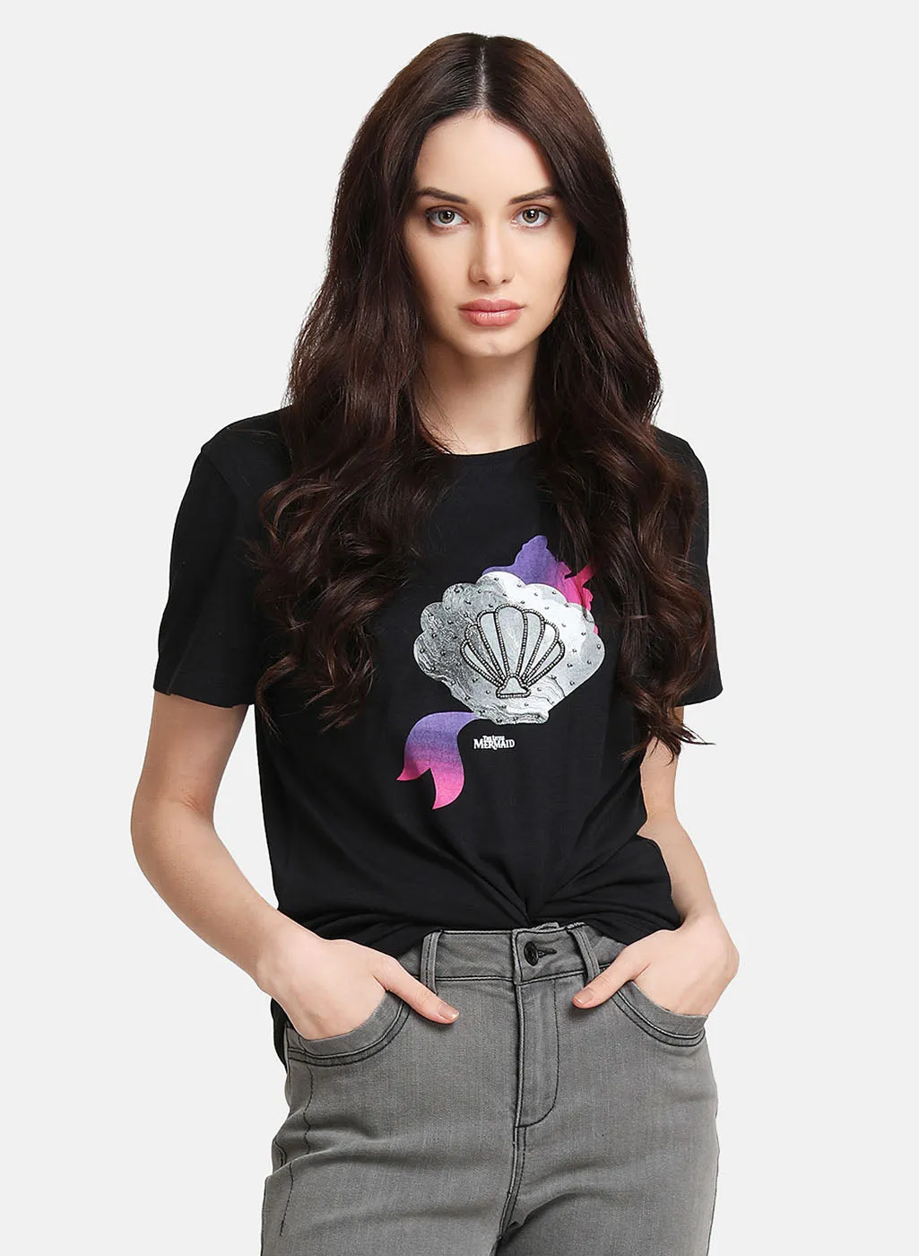 Little Mermaid Disney Print and Sequin Shirt