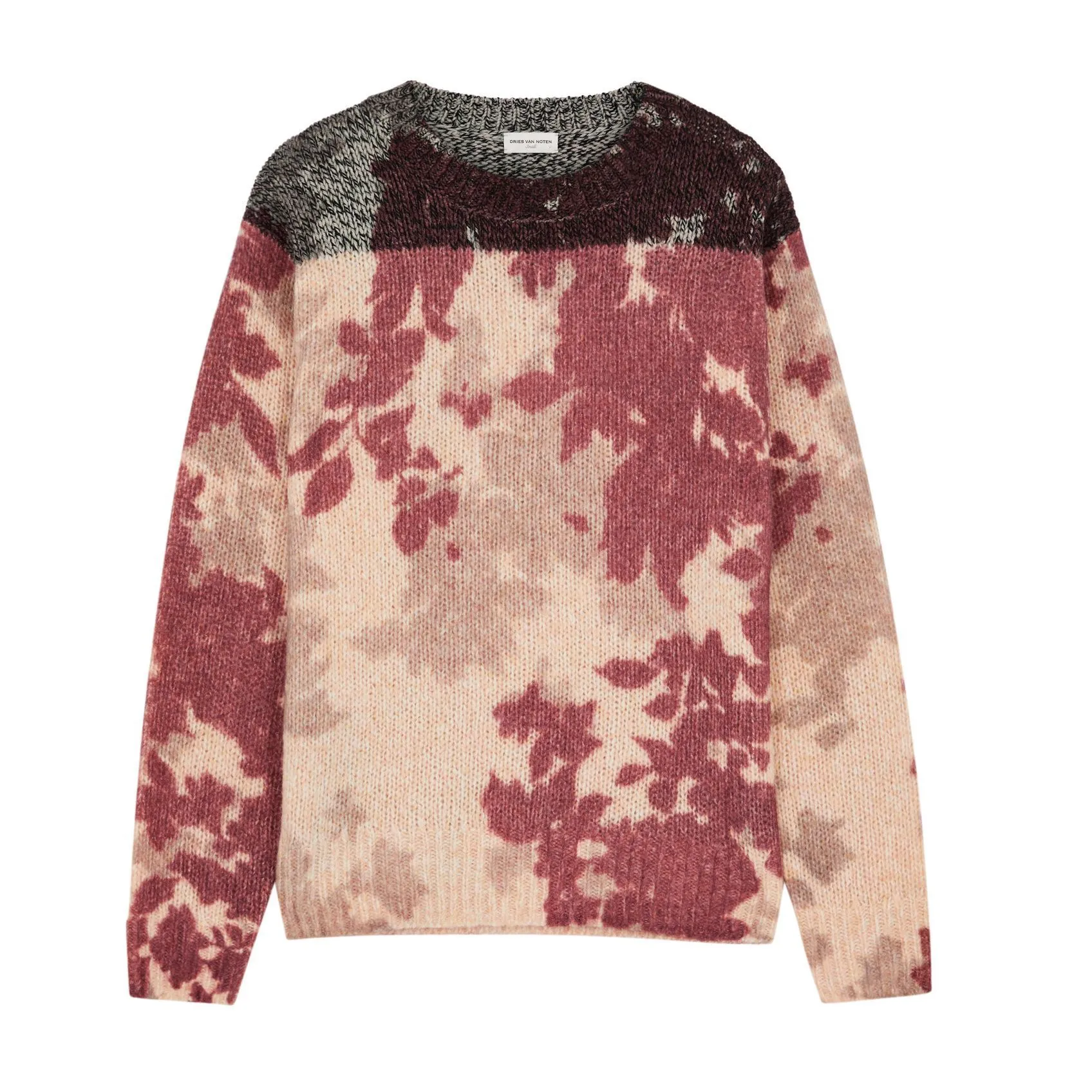 SHUSHU TONG Wool Nylon Rib Crew Neck Casual Flower Pattern Sweater