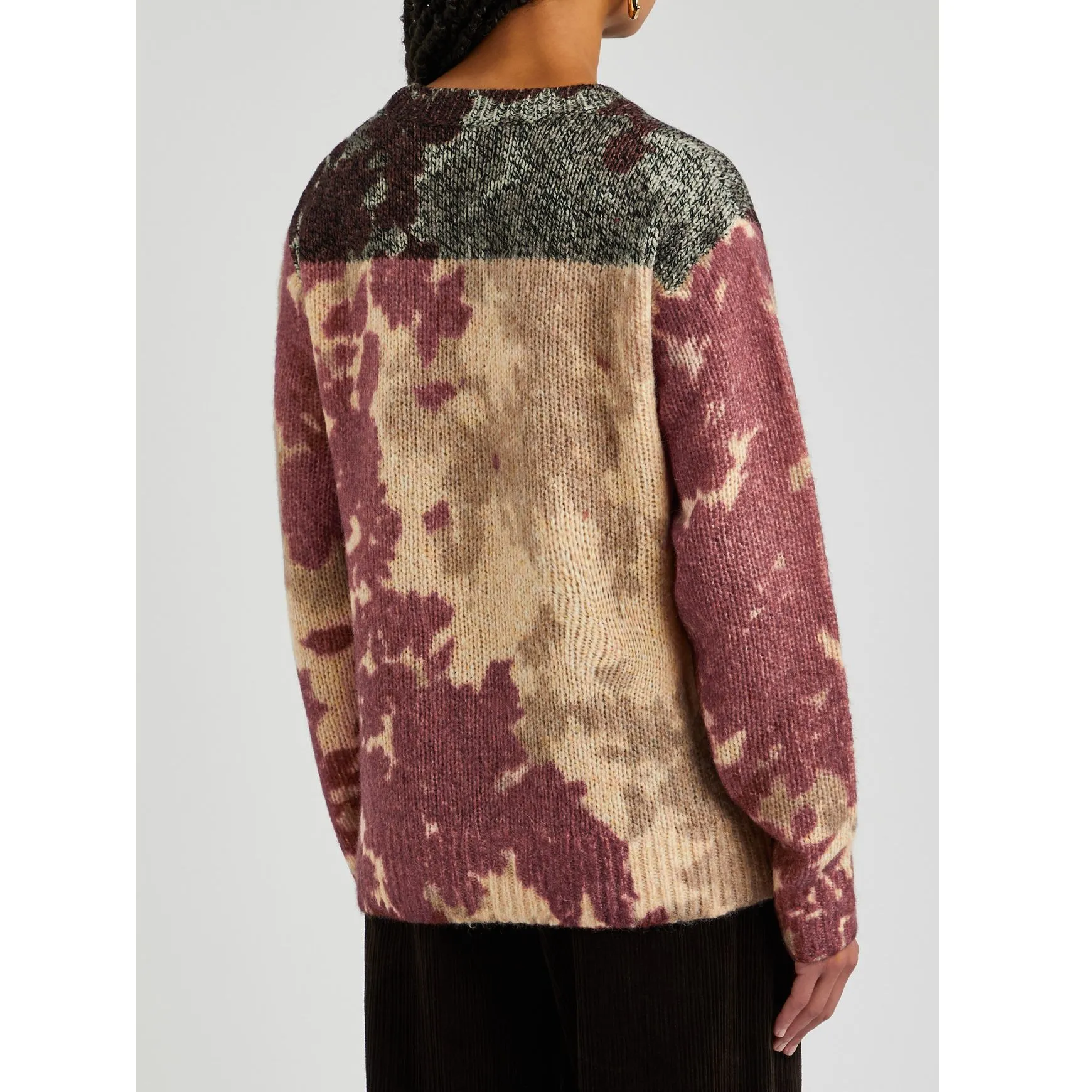 SHUSHU TONG Wool Nylon Rib Crew Neck Casual Flower Pattern Sweater