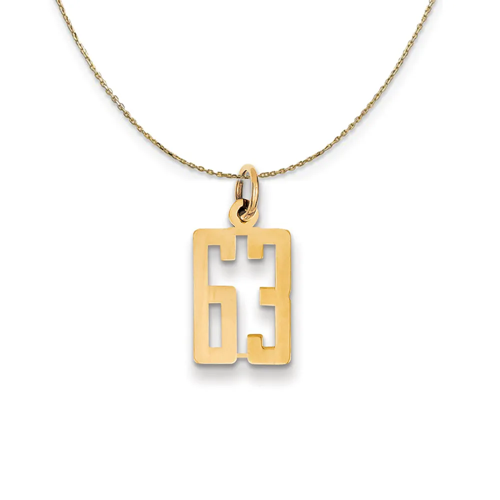 Yellow Gold Elongated Number 63 Alumni Necklace