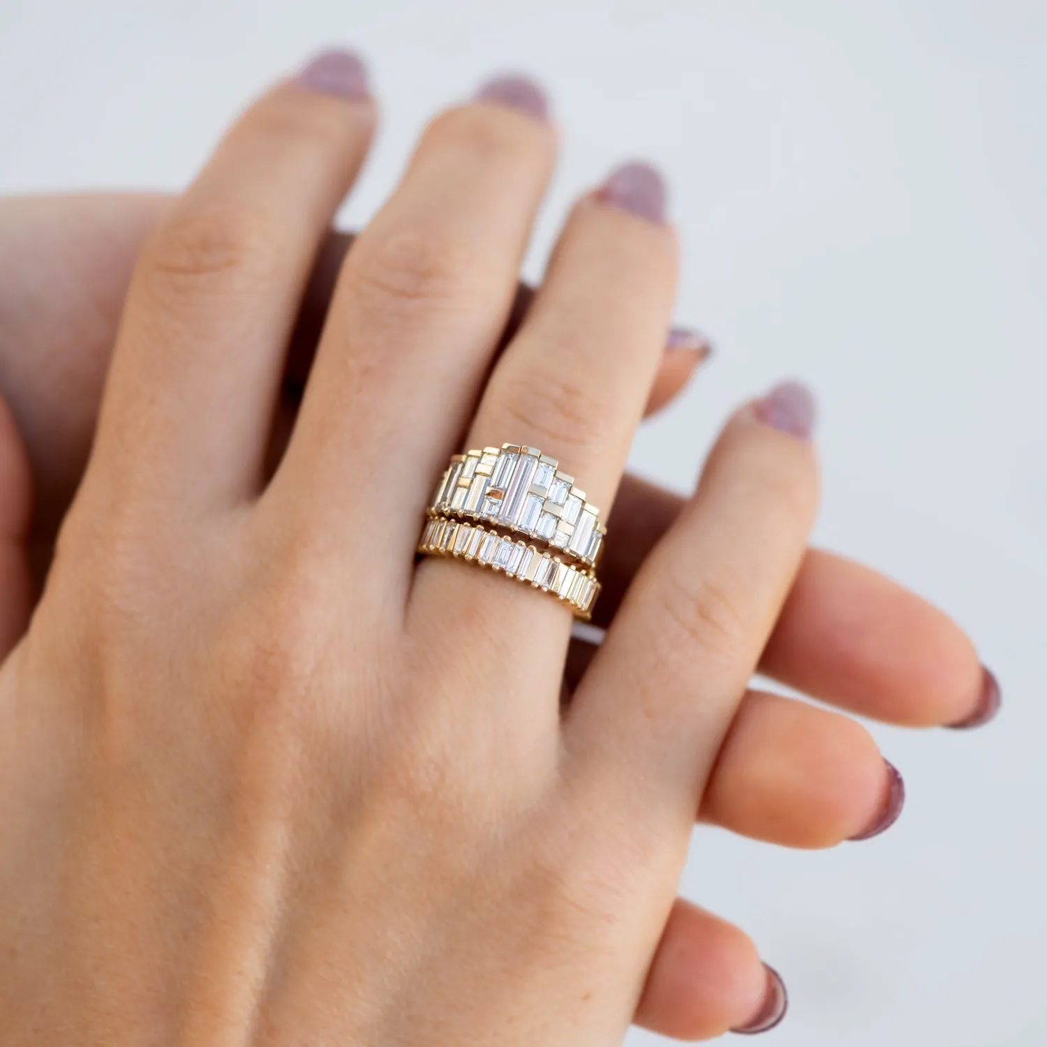 Bridge Eternity Band with Baguette and Trapeze Cut Diamonds