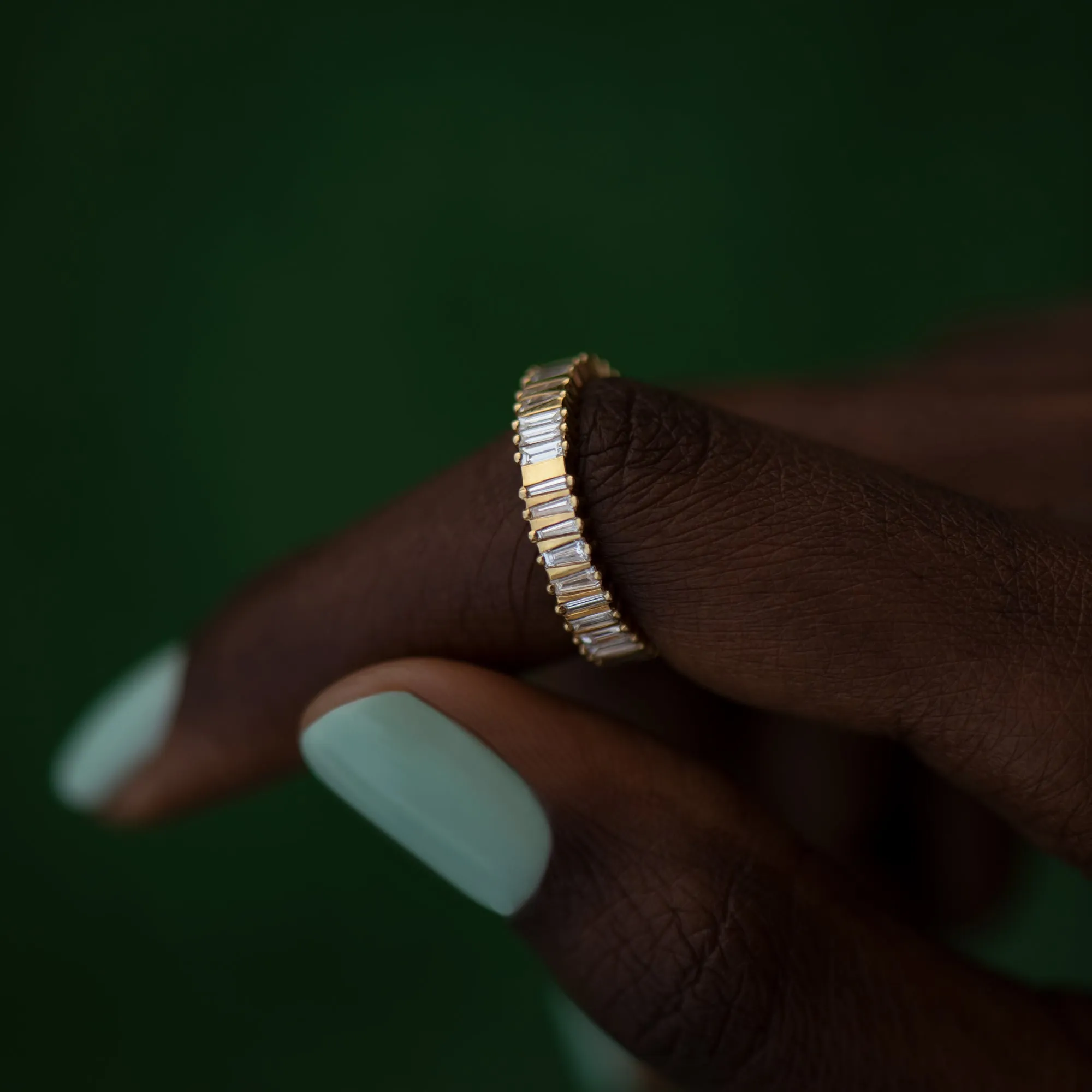 Bridge Eternity Band with Baguette and Trapeze Cut Diamonds