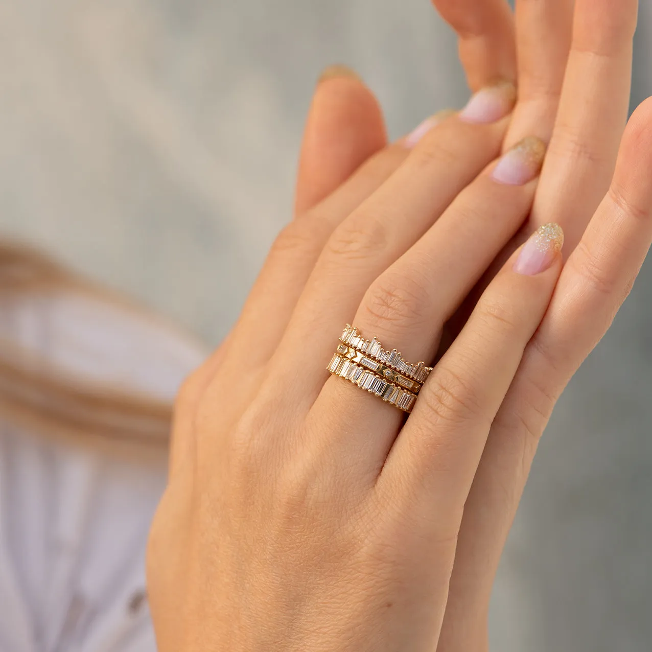 Bridge Eternity Band with Baguette and Trapeze Cut Diamonds