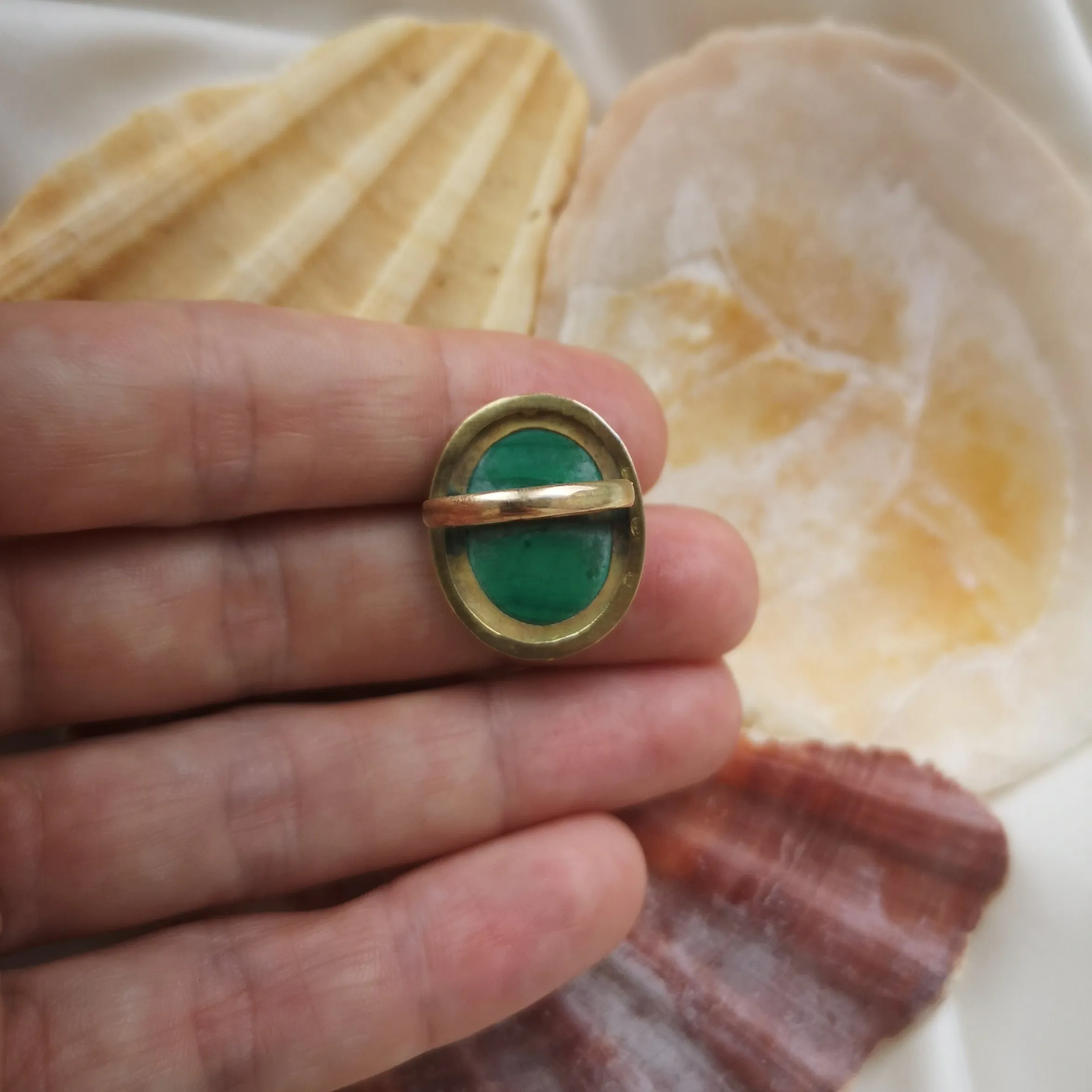 Malachite Etruscan Revival Ring