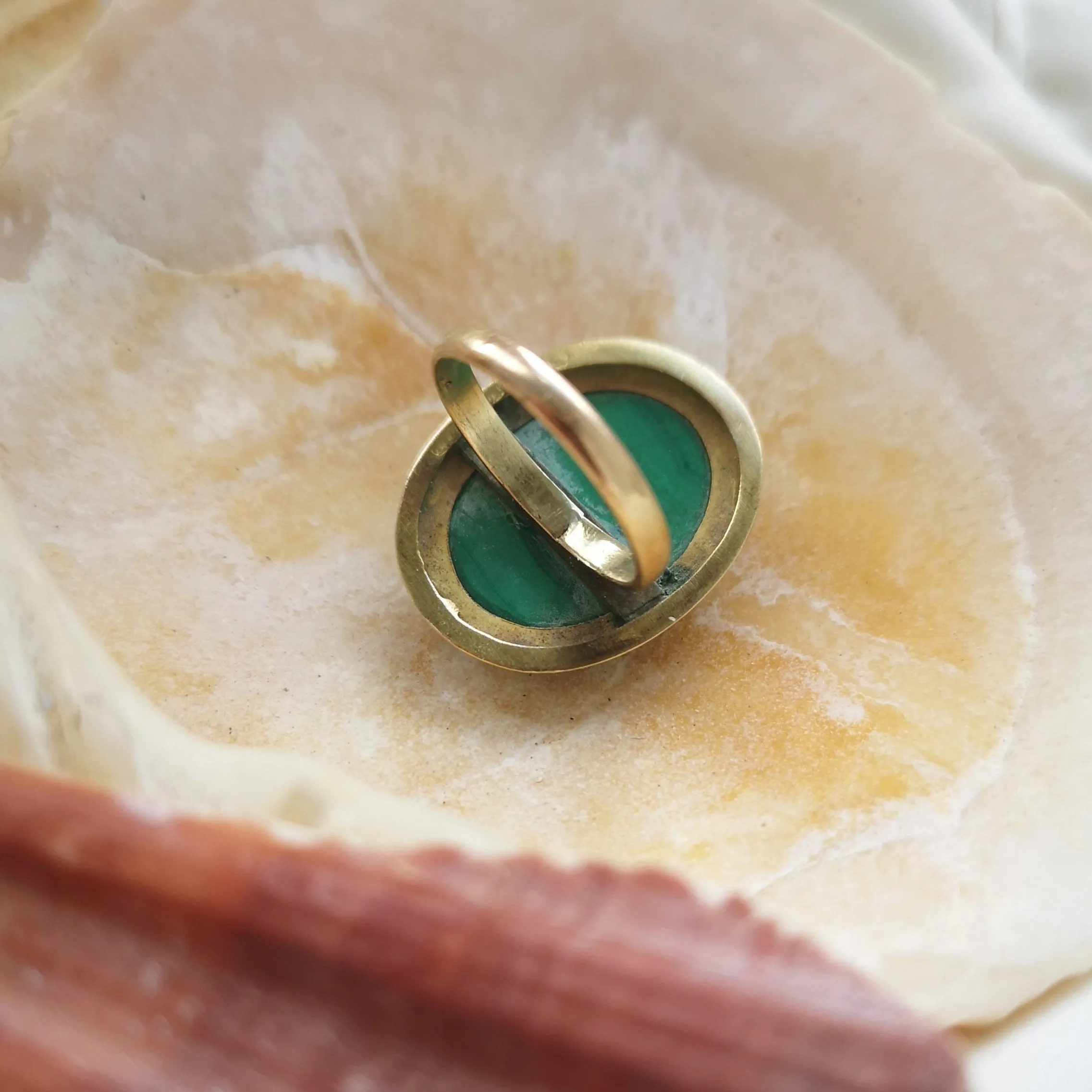 Malachite Etruscan Revival Ring