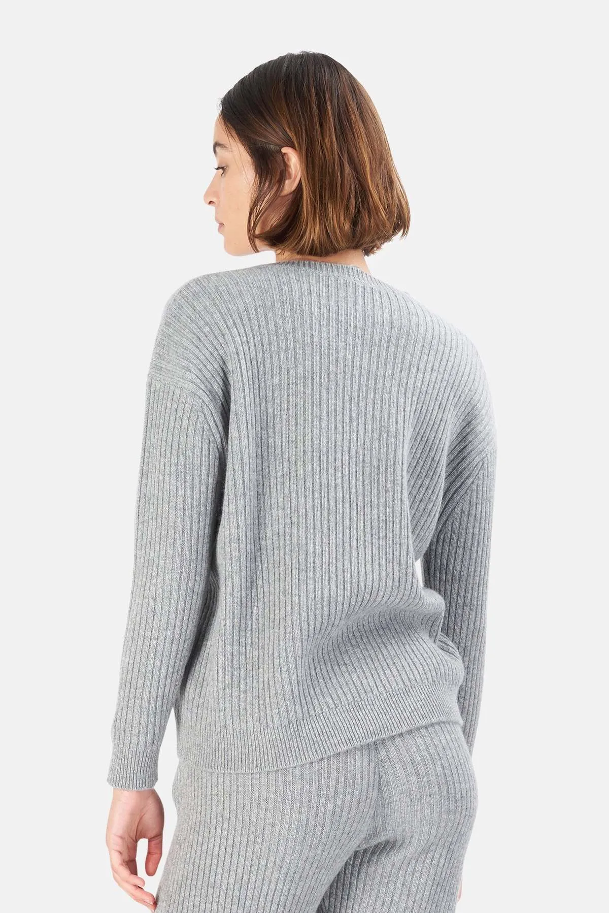 Evelyn Ribbed Cashmere Sweater Grey