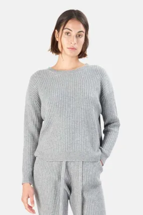 Evelyn Ribbed Cashmere Sweater Grey