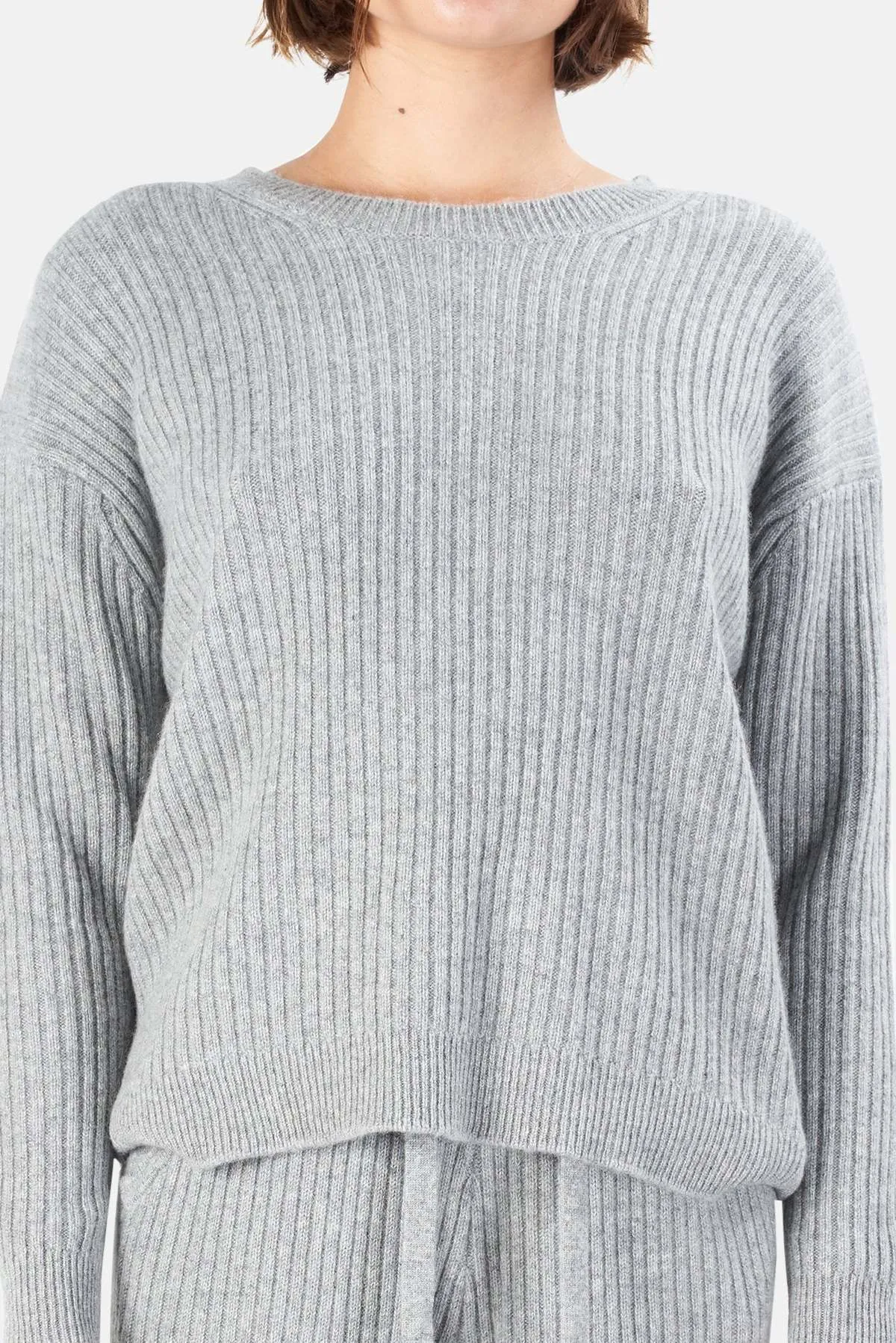 Evelyn Ribbed Cashmere Sweater Grey