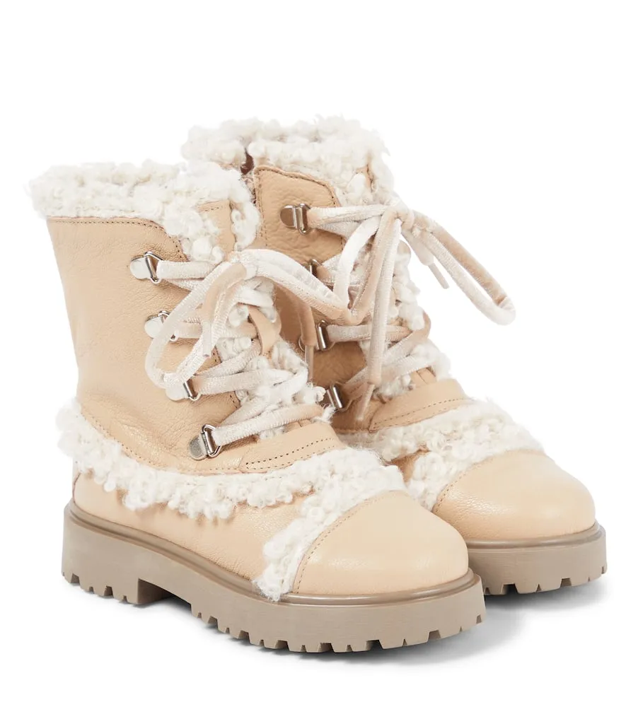 PèPè Faux Shearling Trimmed Leather Boots