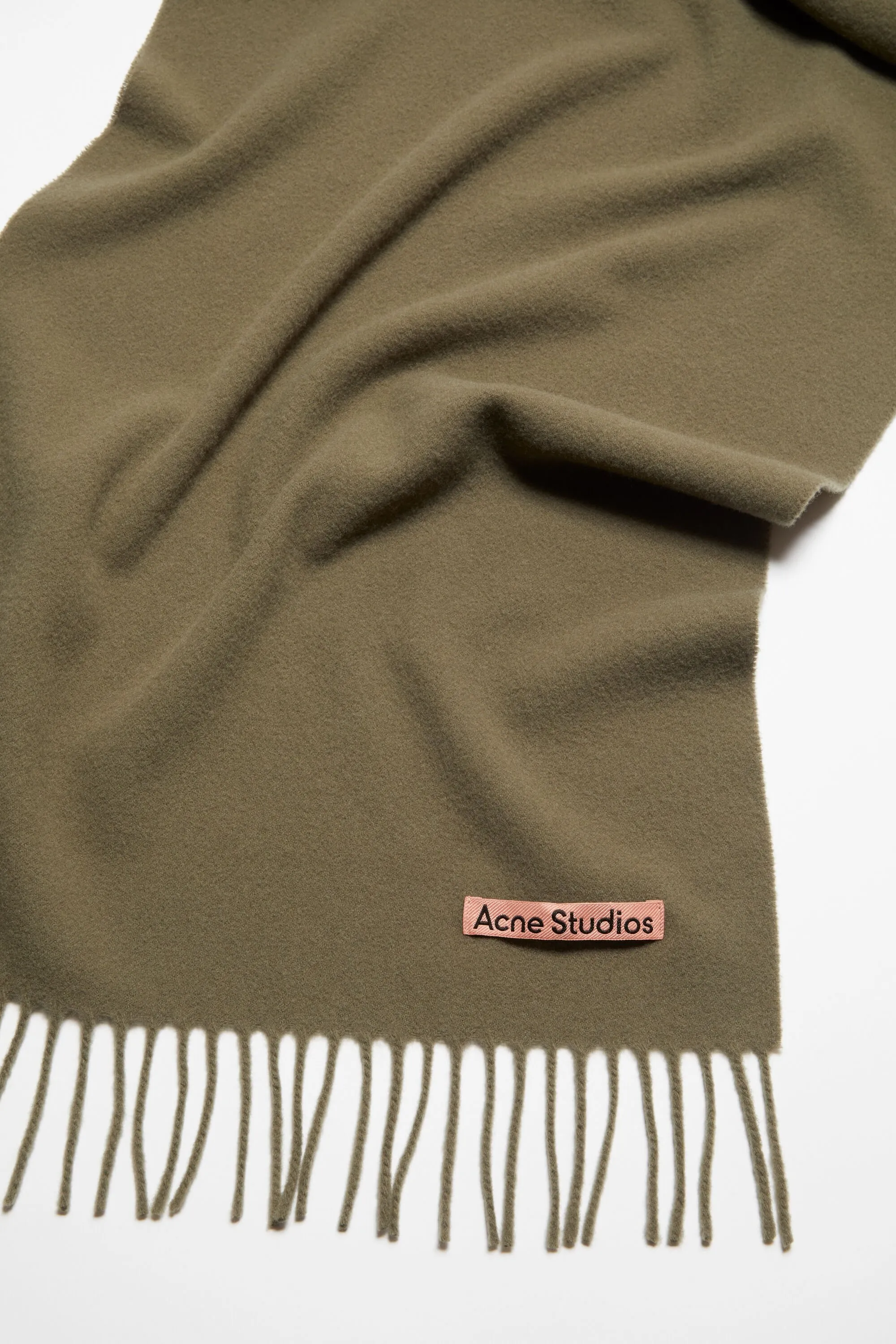 Fringe wool scarf Narrow