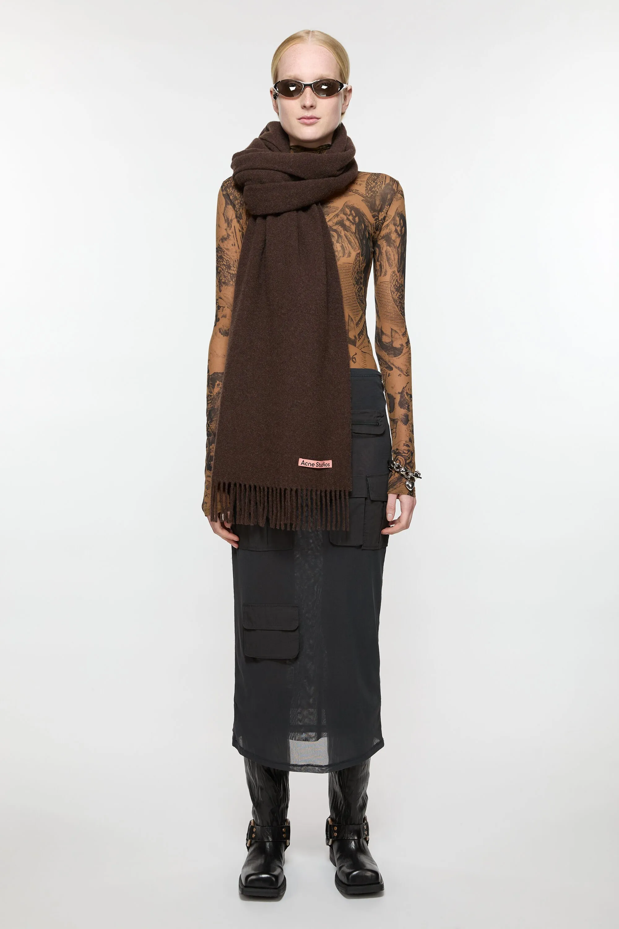 Fringe Wool Scarf - Oversized