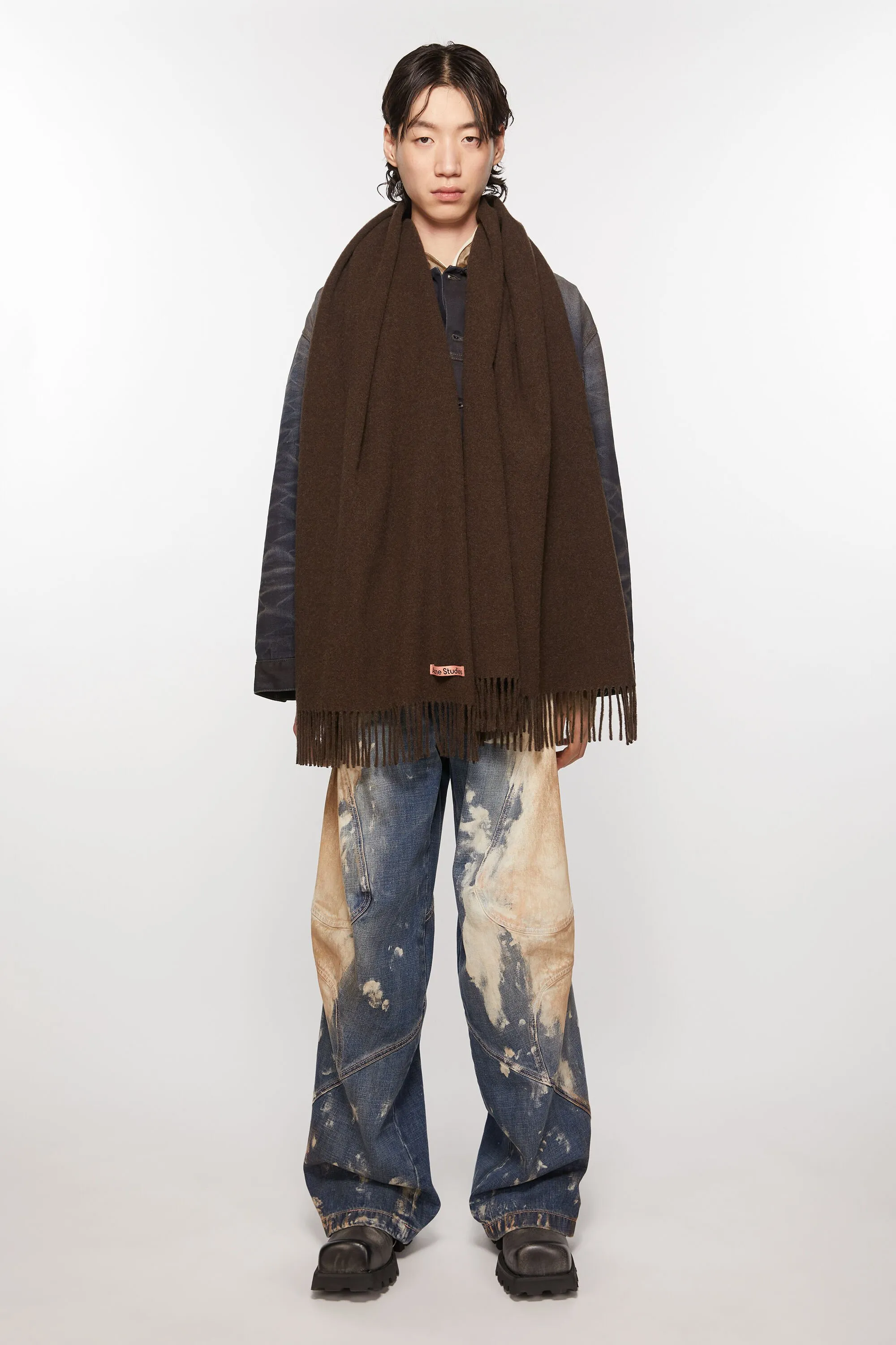 Fringe Wool Scarf - Oversized