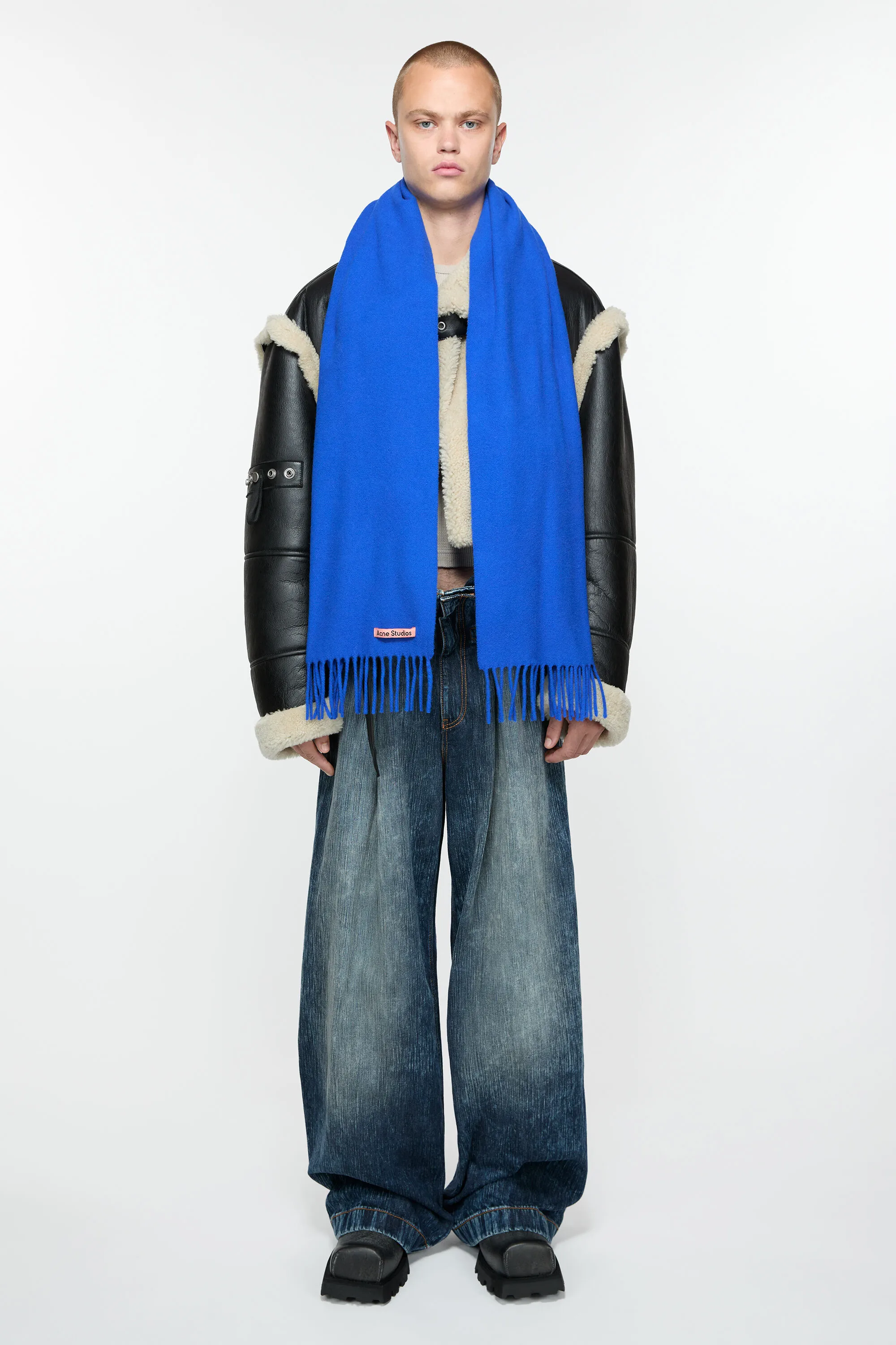 Fringe Wool Scarf - Skinny