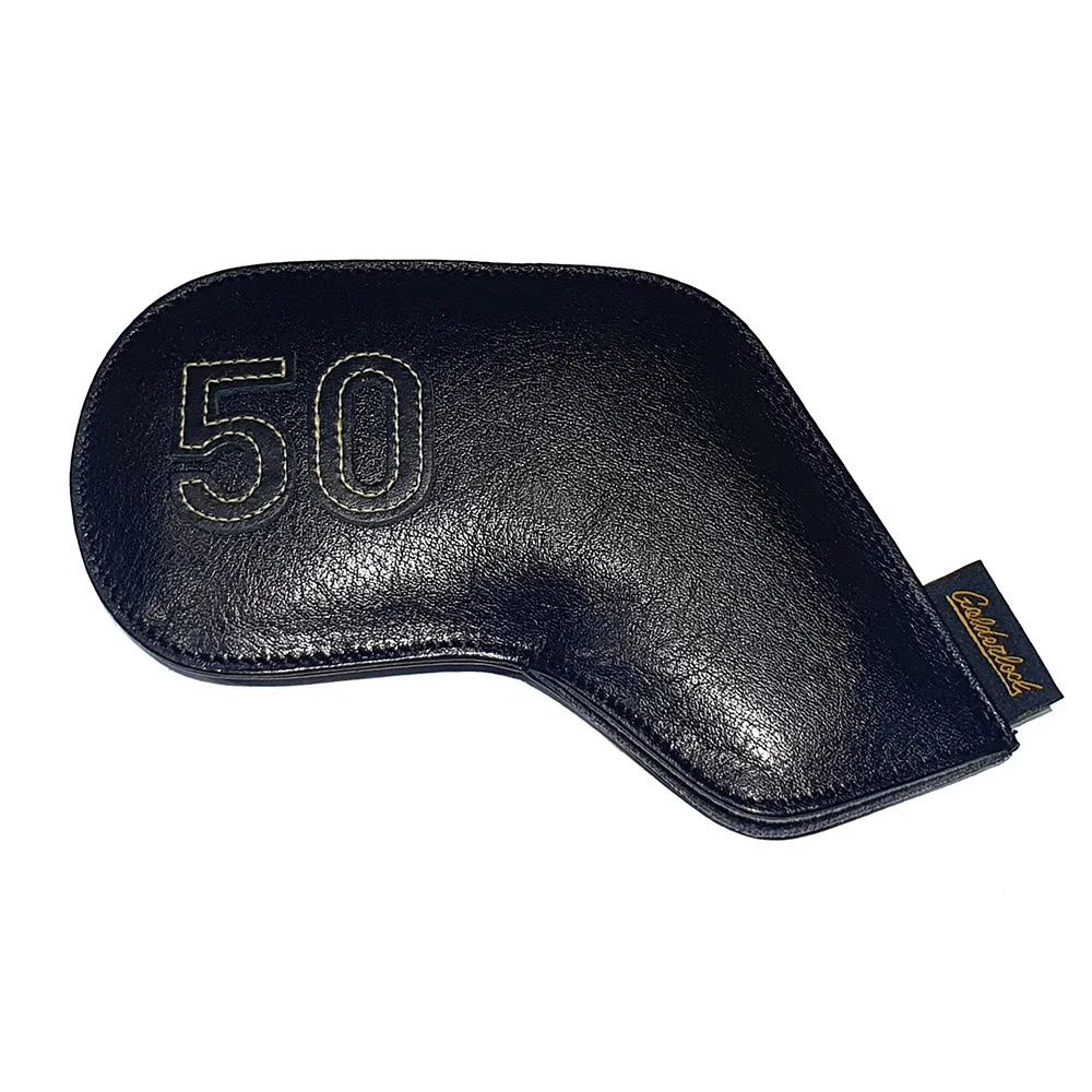 Genuine Leather Goldenlock Black Golf Head Iron Covers