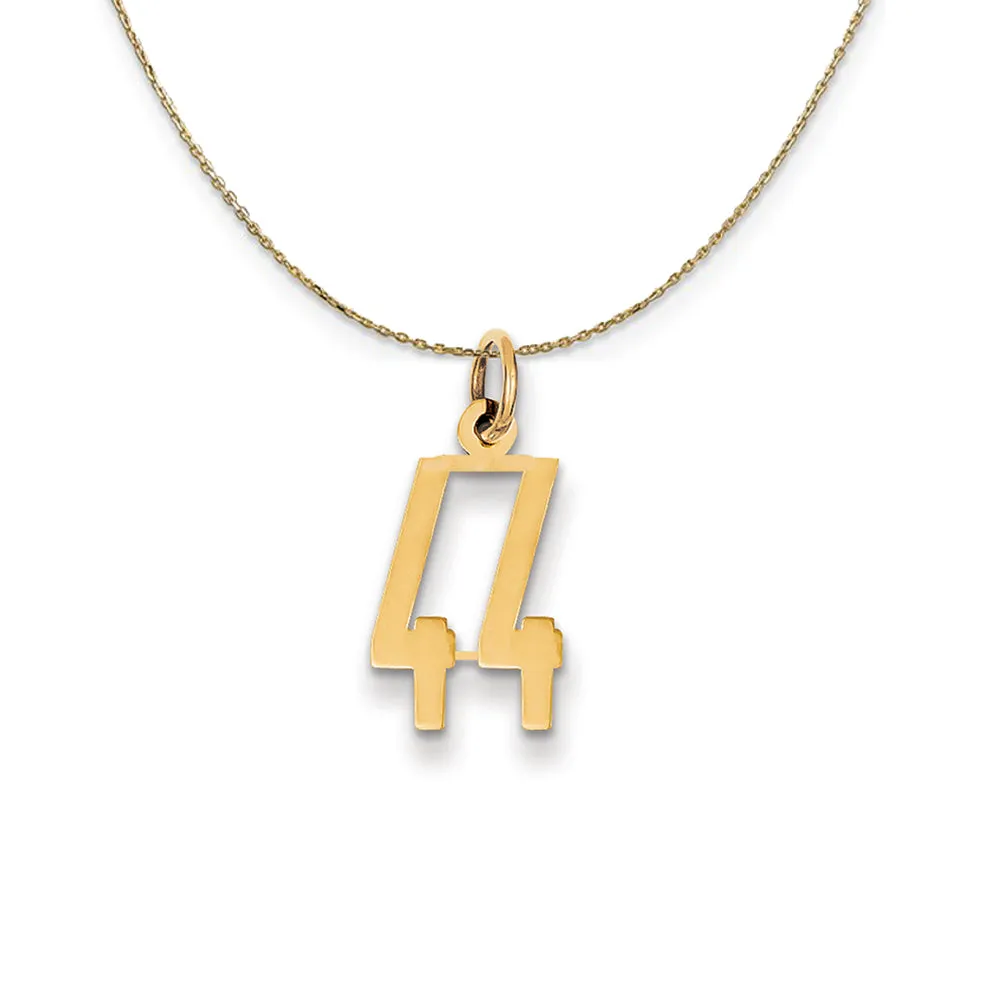 Yellow Gold Alumni Small Elongated Number 44 Necklace