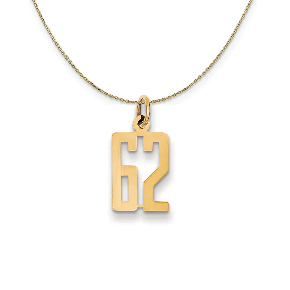 Yellow Gold Elongated Number 62 Alumni Necklace