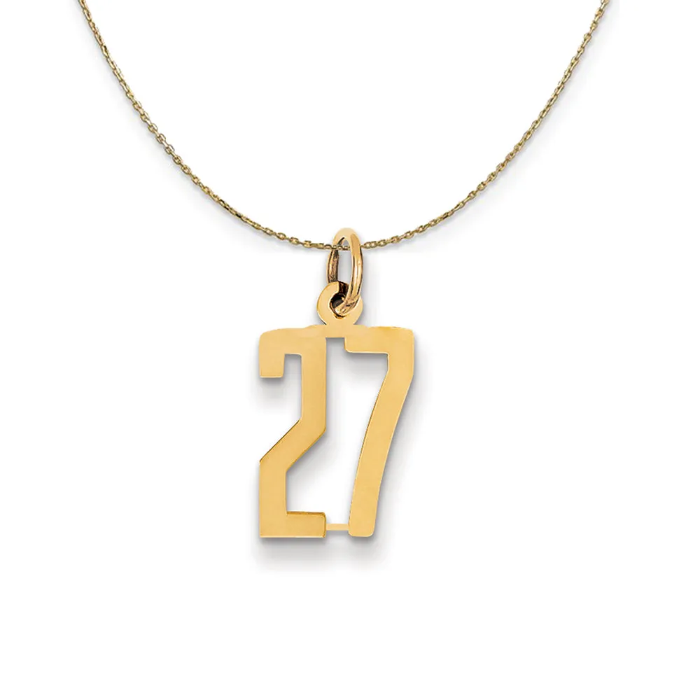 Yellow Gold Alumni Small Elongated Number 27 Necklace