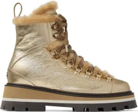 Gold Shearling Chike Boots by Jimmy Choo