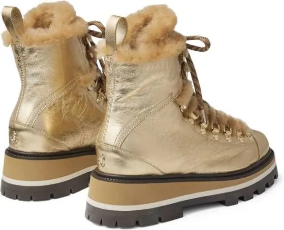 Gold Shearling Chike Boots by Jimmy Choo