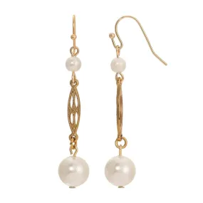 Faux Pearl Flower and Rose Drop Earrings