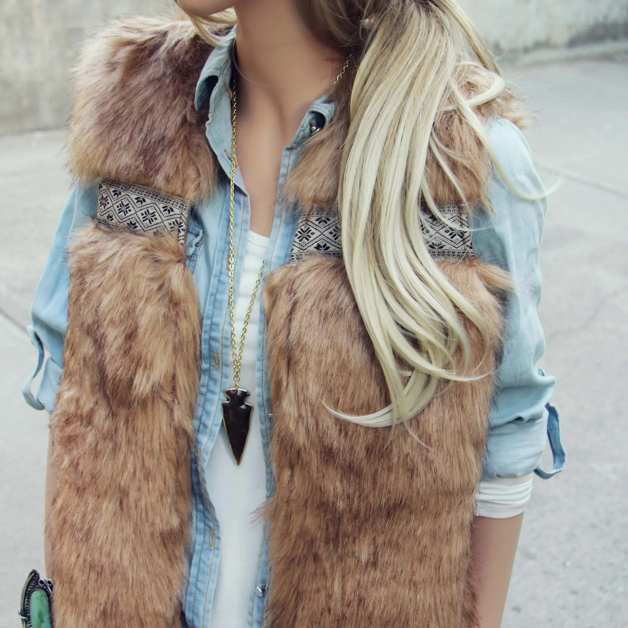 Faux Fur Vest Gypsy Pine