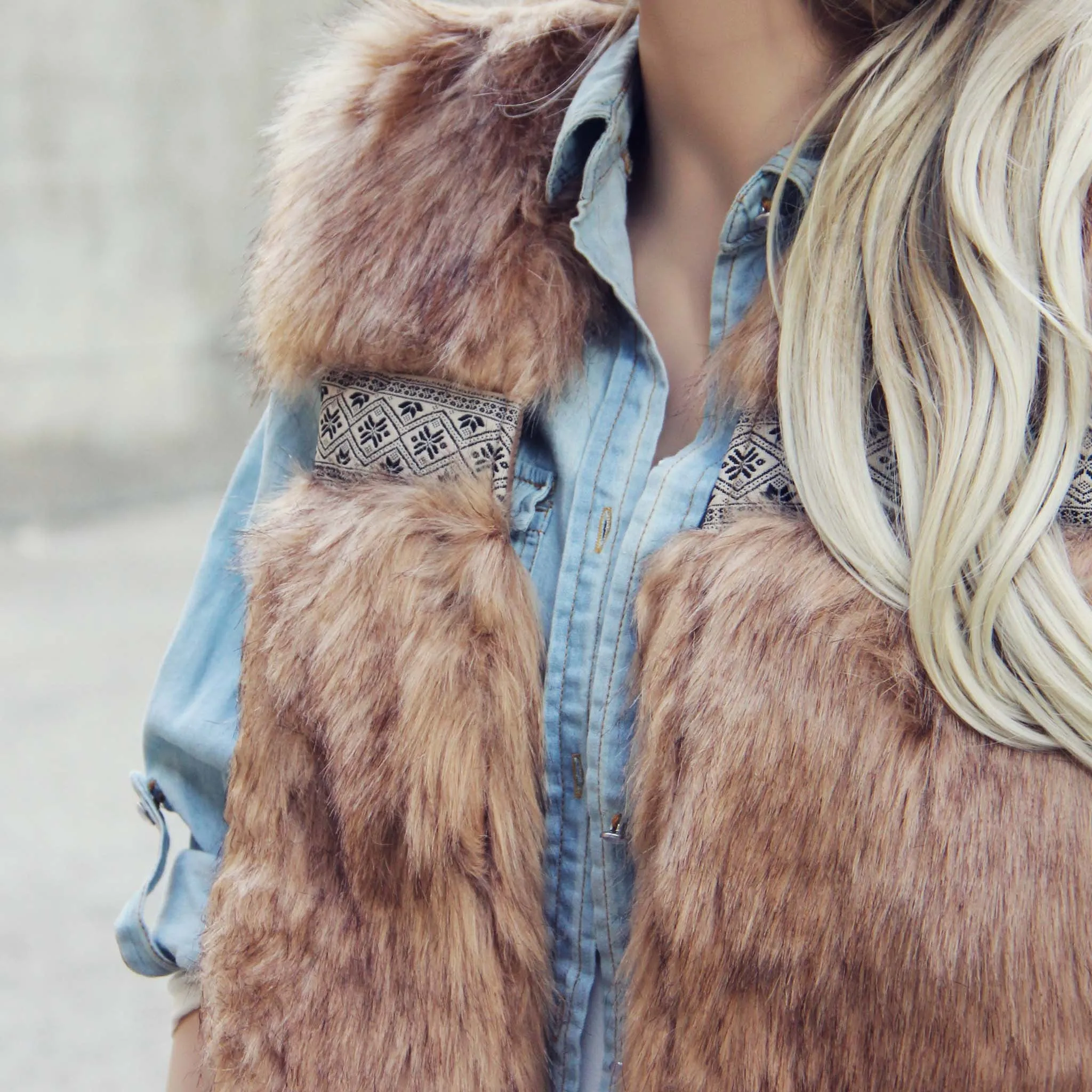 Faux Fur Vest Gypsy Pine