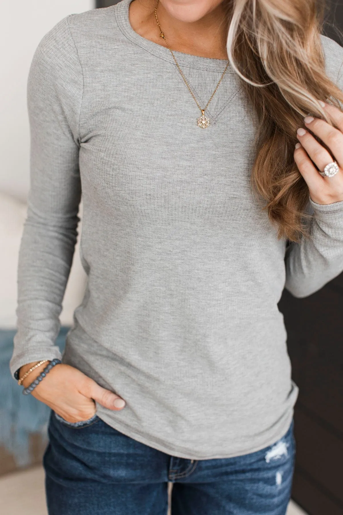 Heather Grey Love You Forever Knit Top