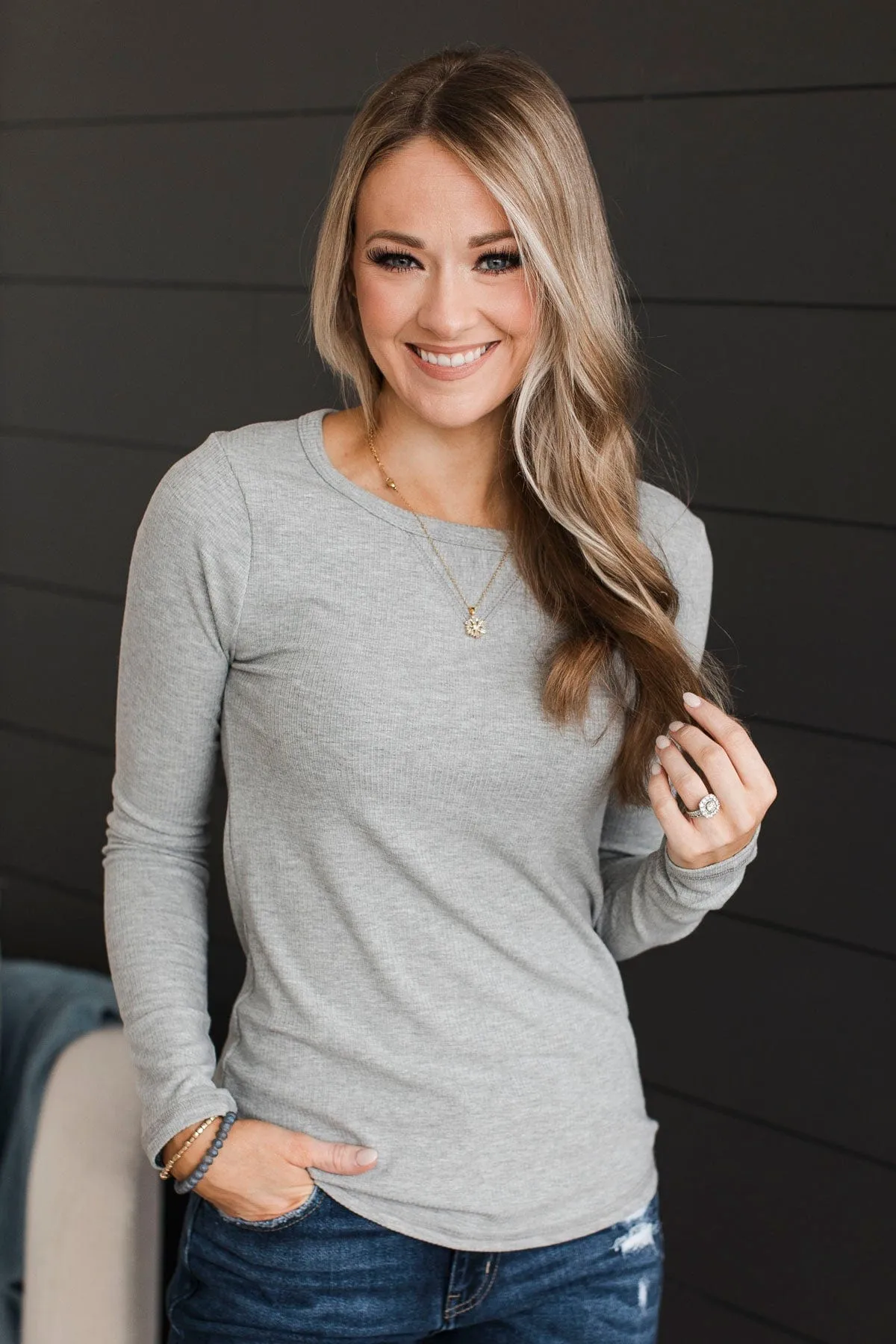 Heather Grey Love You Forever Knit Top