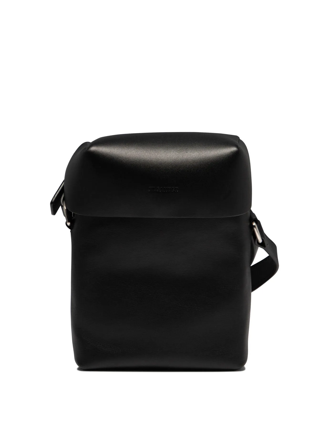 JIL SANDER Men's Black Leather Mini Lid Crossbody Bag - FW24