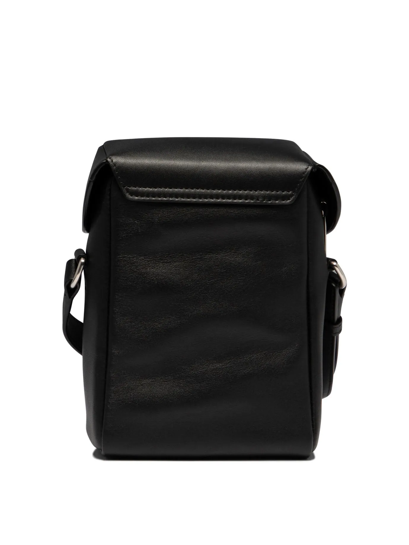 JIL SANDER Men's Black Leather Mini Lid Crossbody Bag - FW24