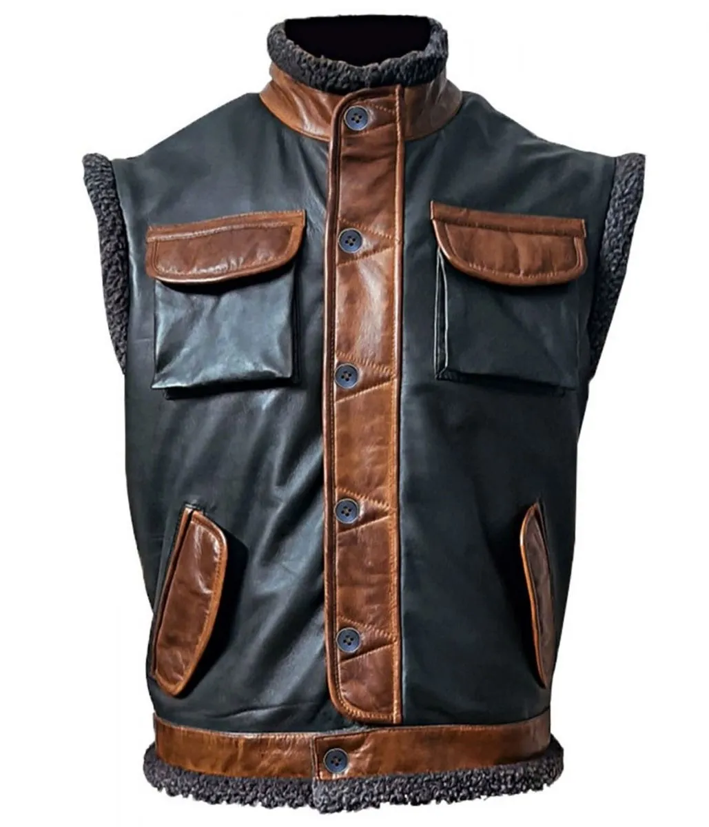 Dwayne Johnson Jumanji The Next Level Leather Waistcoat