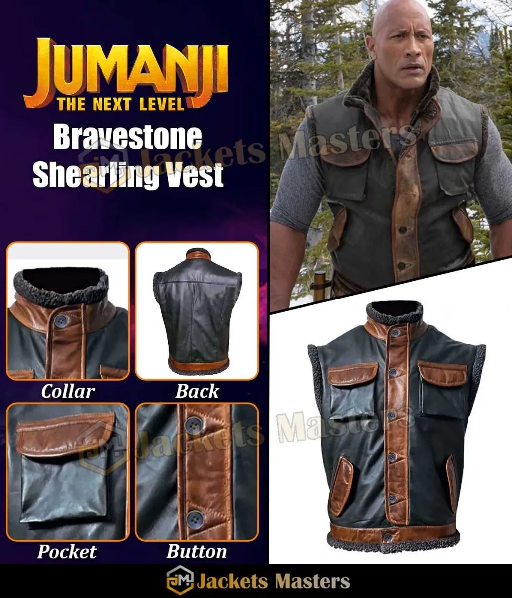 Dwayne Johnson Jumanji The Next Level Leather Waistcoat