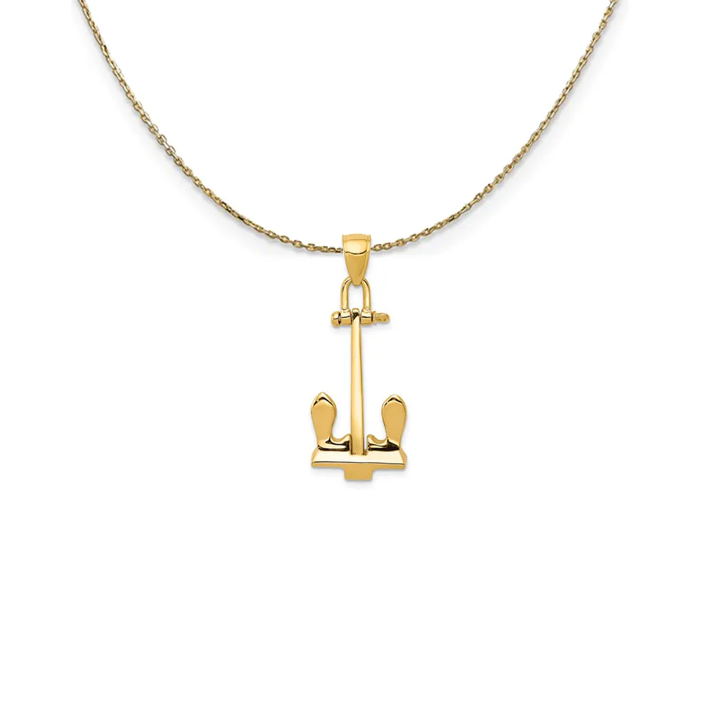 Yellow Gold Anchor Pendant Necklace