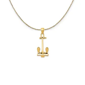 Yellow Gold Anchor Pendant Necklace