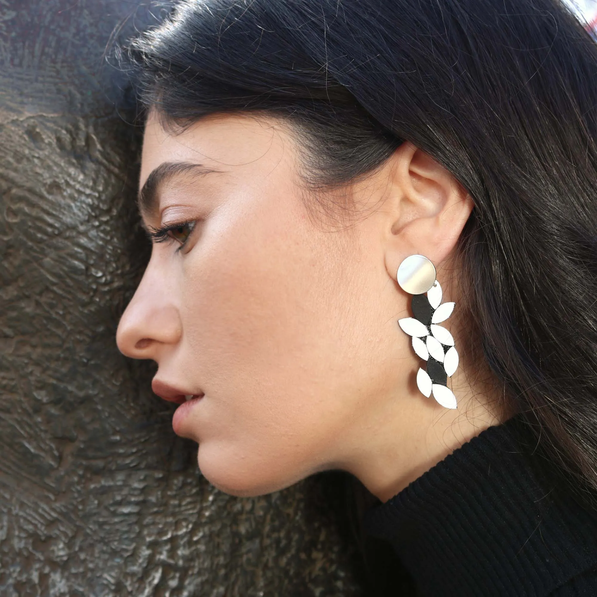 Gold Leaf Dangle Leather Earrings