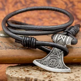 Leather Hook Bracelet with Axe Design