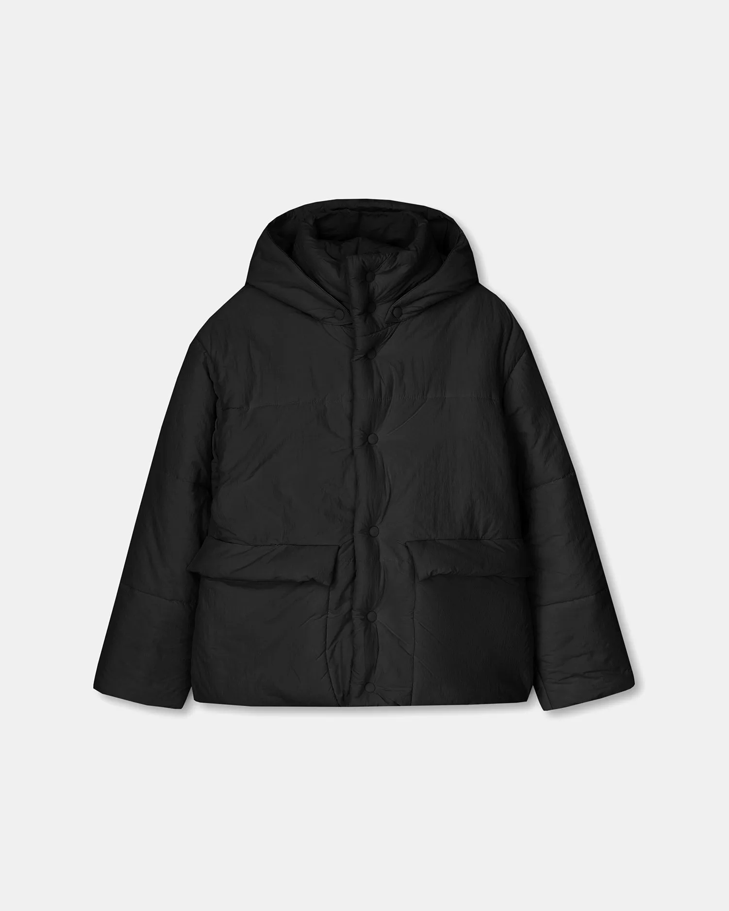 Black Tech Poplin Puffer Jacket