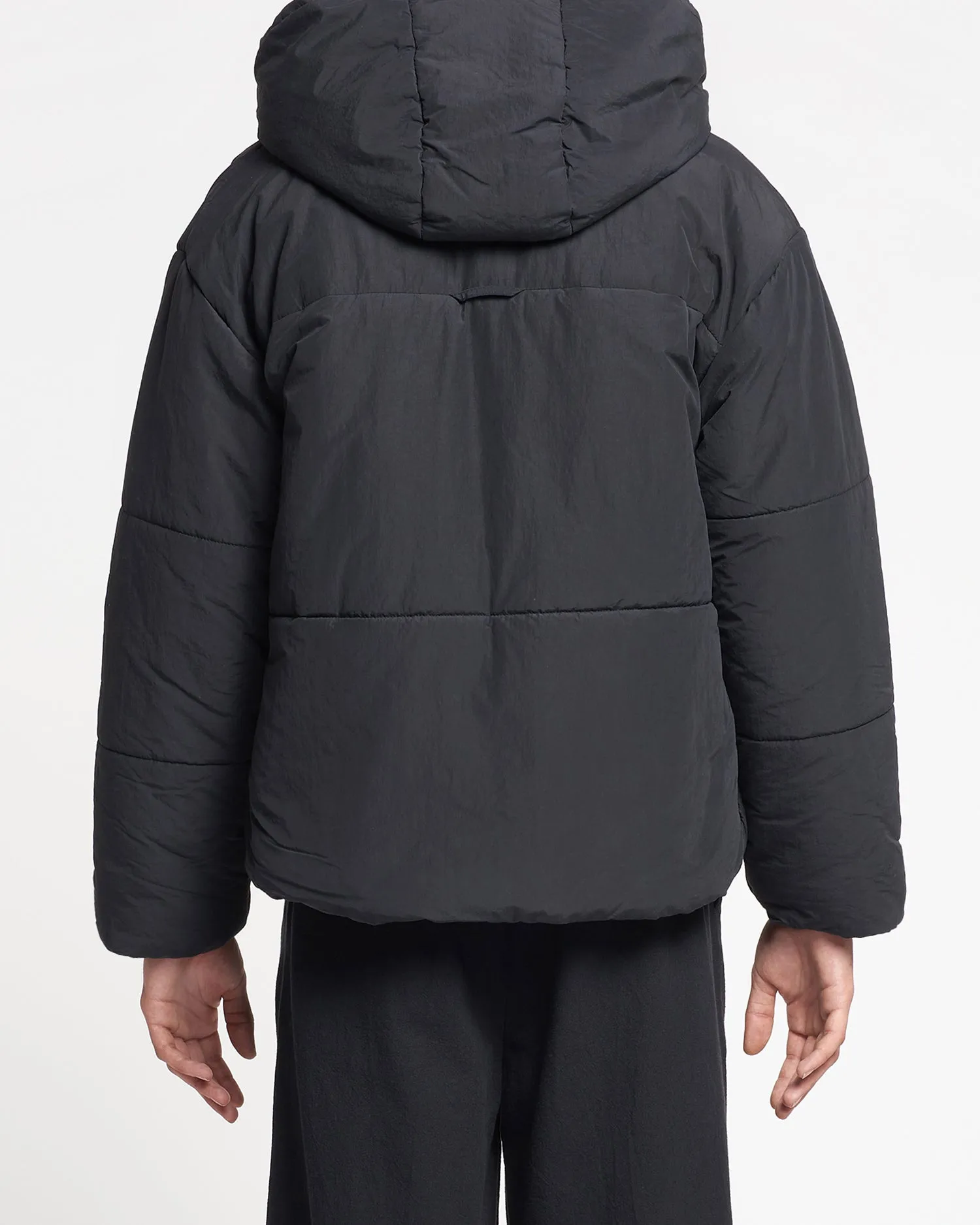 Black Tech Poplin Puffer Jacket