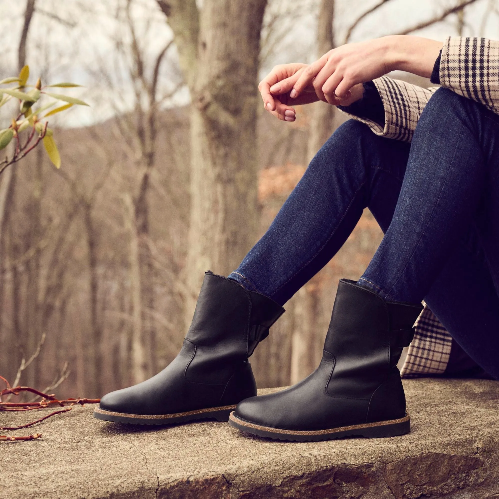 Birkenstock Limited Edition Black Leather/Shearling Uppsala Clogs