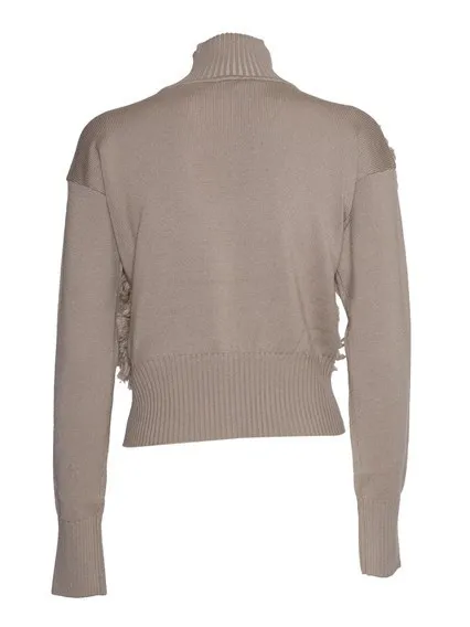 Max Mara Studio  |Wool Nylon Long Sleeves Plain High Neck V Neck Crew neck