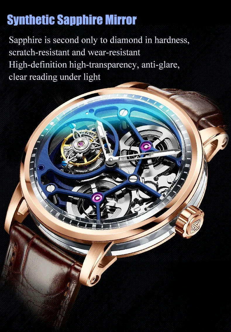 Luxury Skeleton Manual Tourbillon Business Watch