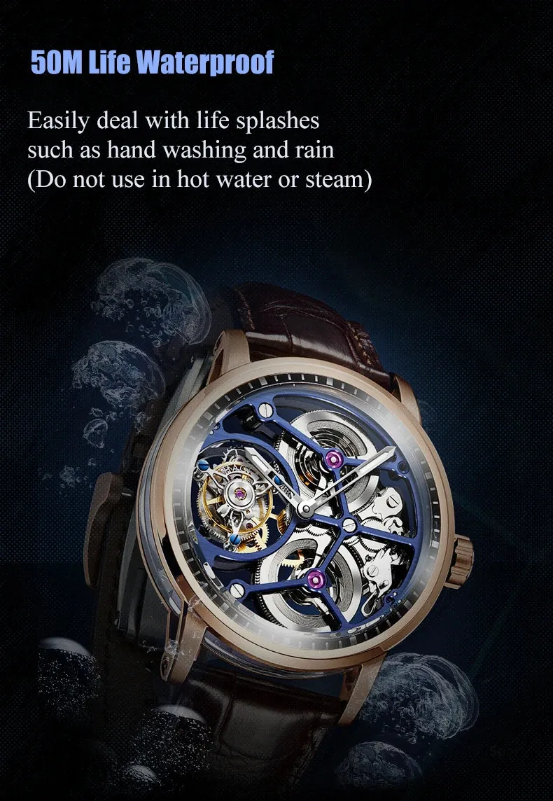 Luxury Skeleton Manual Tourbillon Business Watch