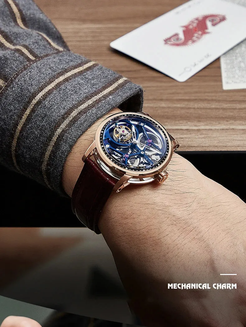 Luxury Skeleton Manual Tourbillon Business Watch