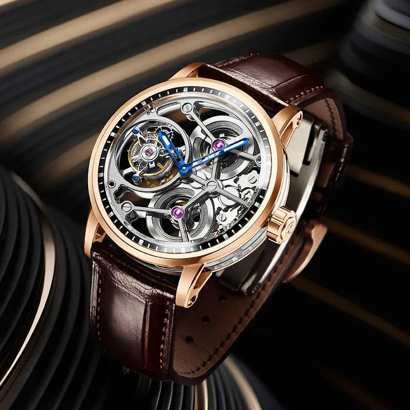 Luxury Skeleton Manual Tourbillon Business Watch