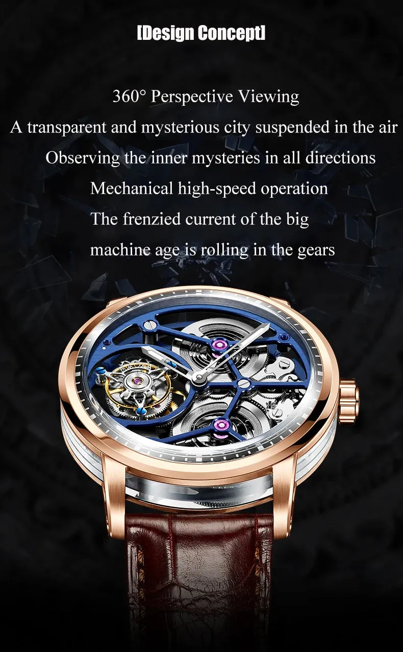 Luxury Skeleton Manual Tourbillon Business Watch