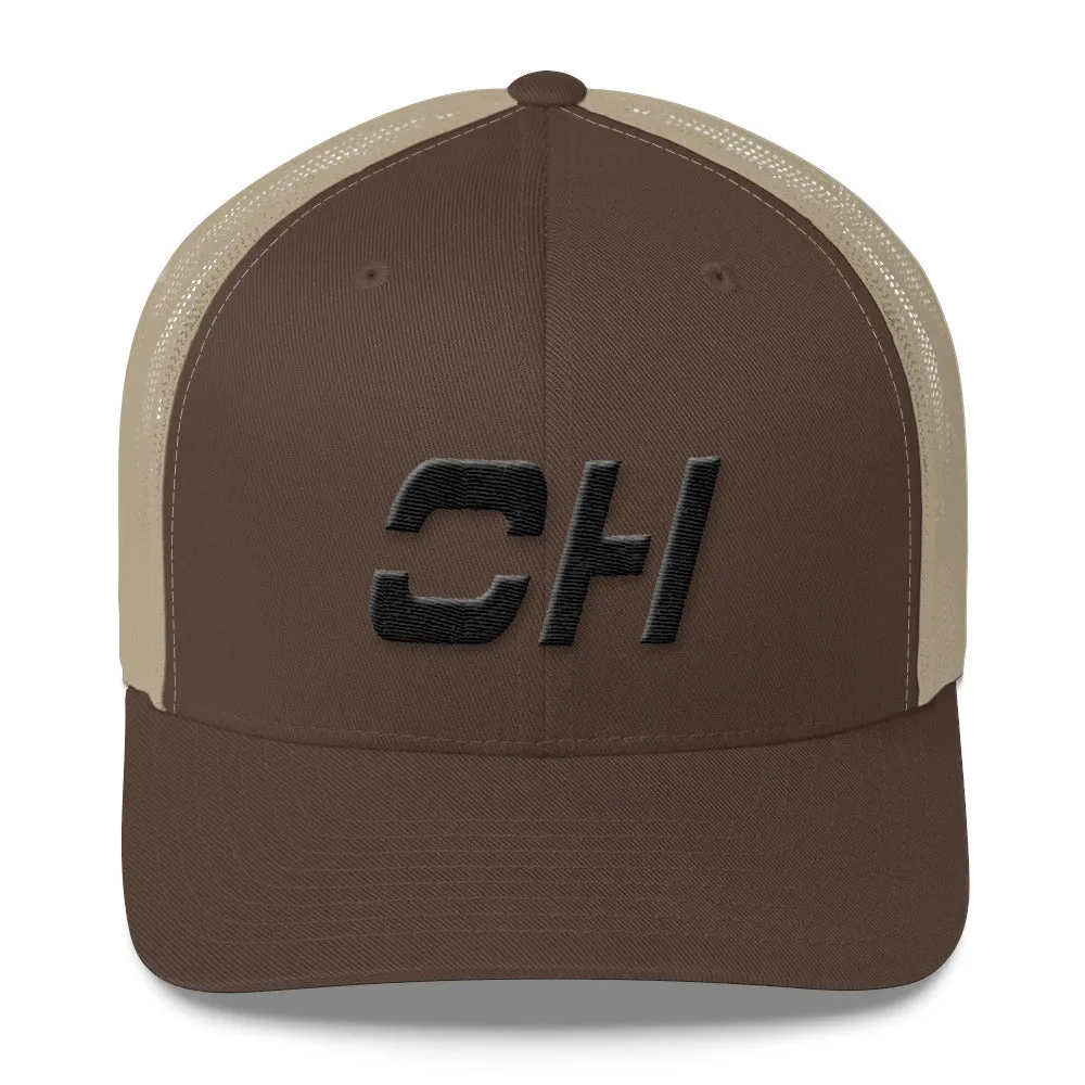 Black Ohio Trucker Cap with Mesh Back and Various Color Choices