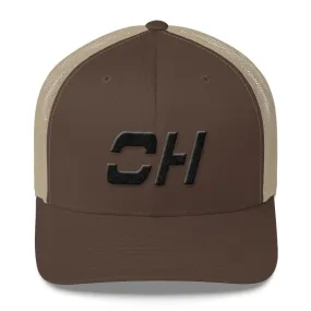 Black Ohio Trucker Cap with Mesh Back and Various Color Choices