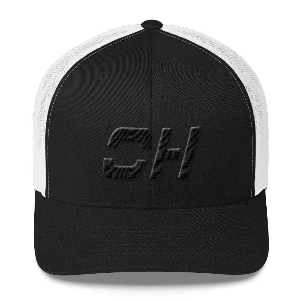 Black Ohio Trucker Cap with Mesh Back and Various Color Choices