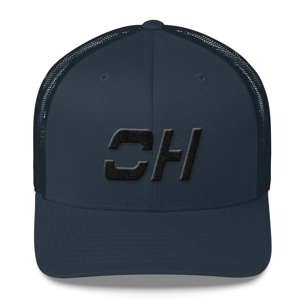 Black Ohio Trucker Cap with Mesh Back and Various Color Choices